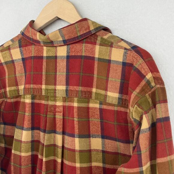 TIMBERLAND Shirt Mens XS Heavy Brushed Flannel Plaid Lumberjack Button Up Red - Picture 6 of 16
